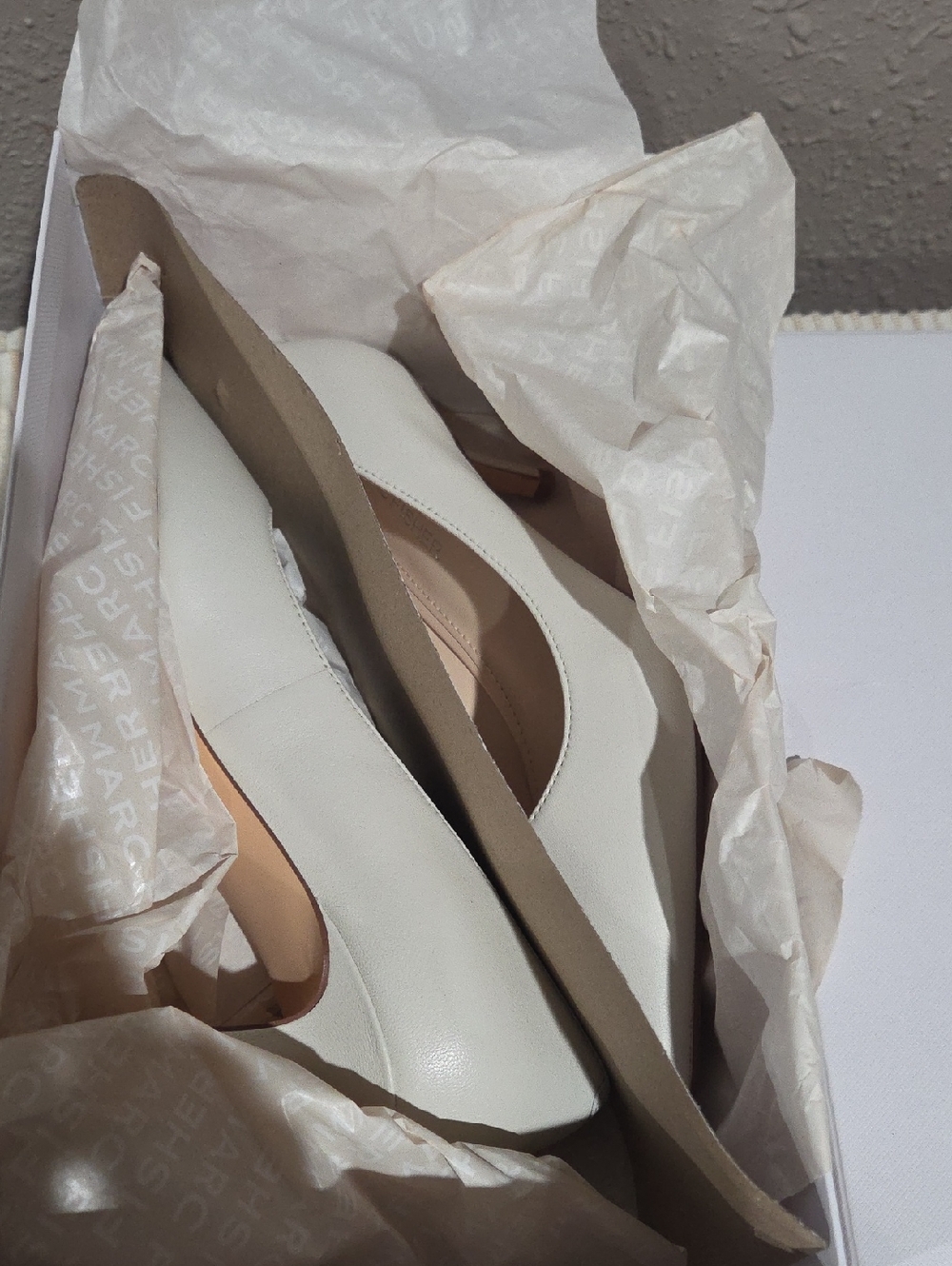 Marc Fisher White Leather Low Heel Pumps
